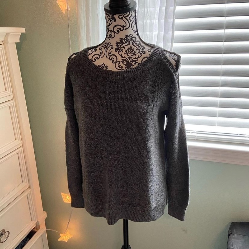 Gray Open-Shoulder Sweater